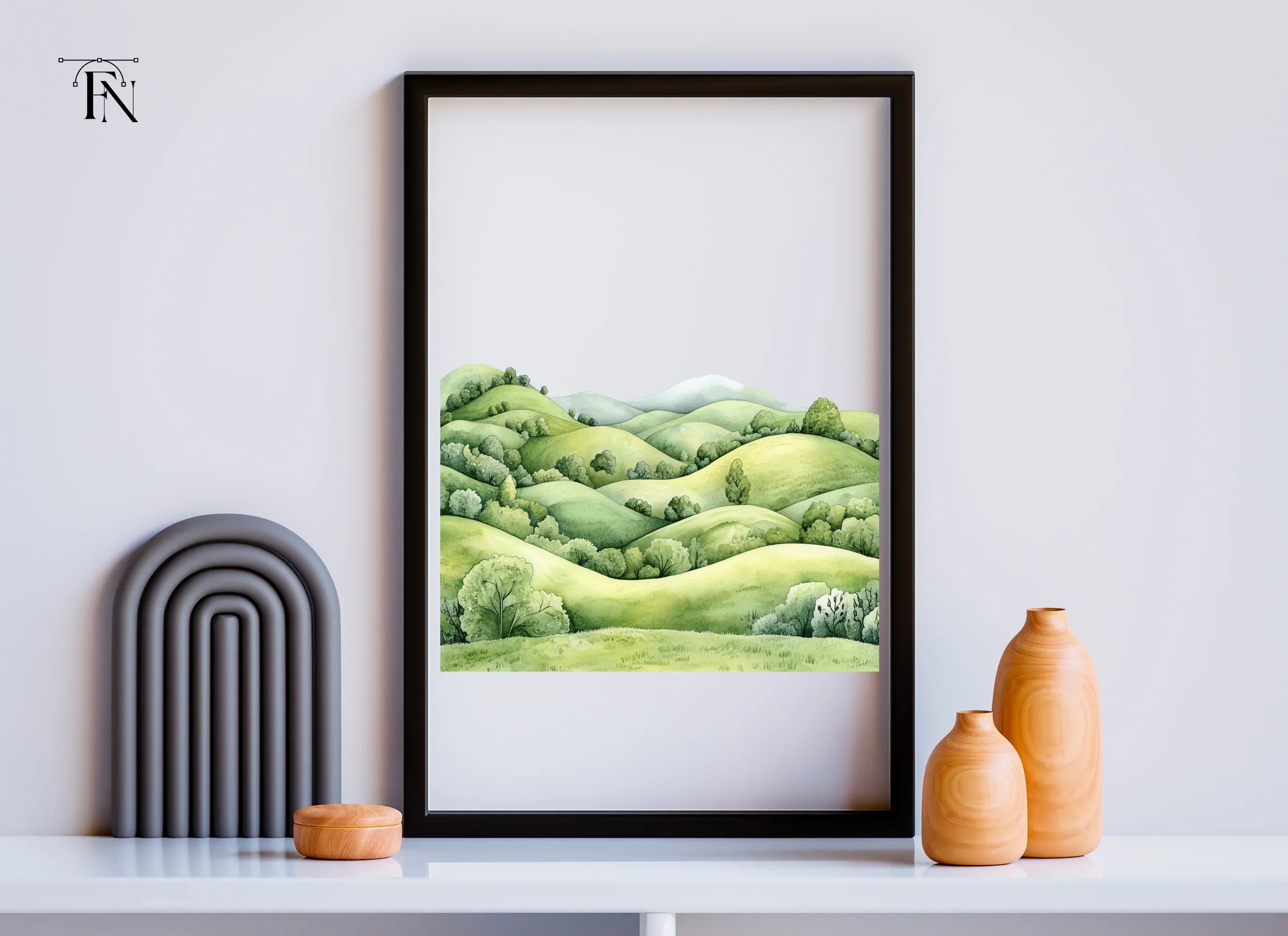 Green Hills Landscape Clipart Bundle