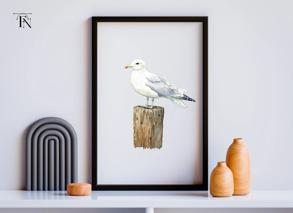 Seagull on Wooden Post Clipart Bundle