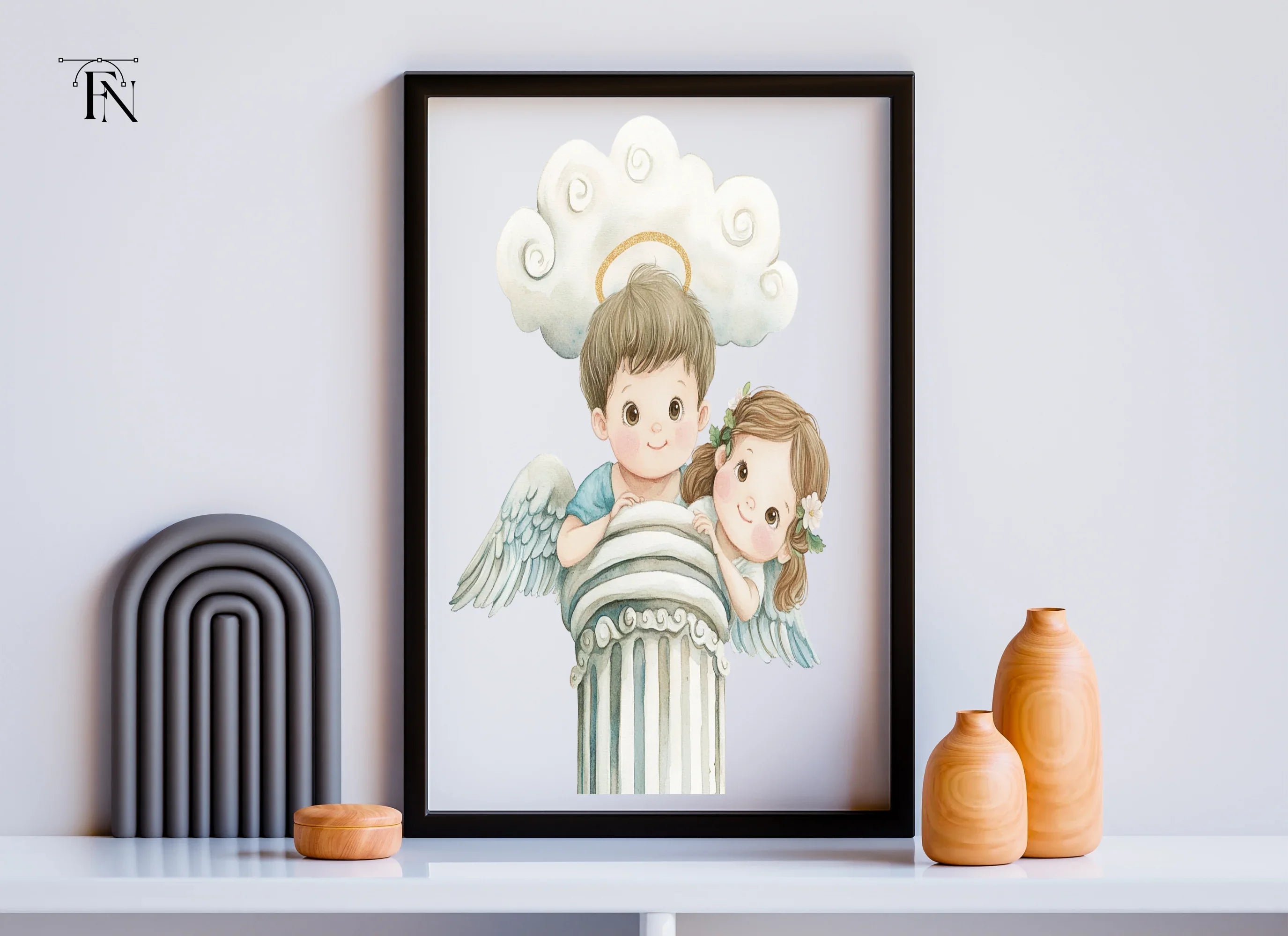 Angels on Pillars Clipart Bundle