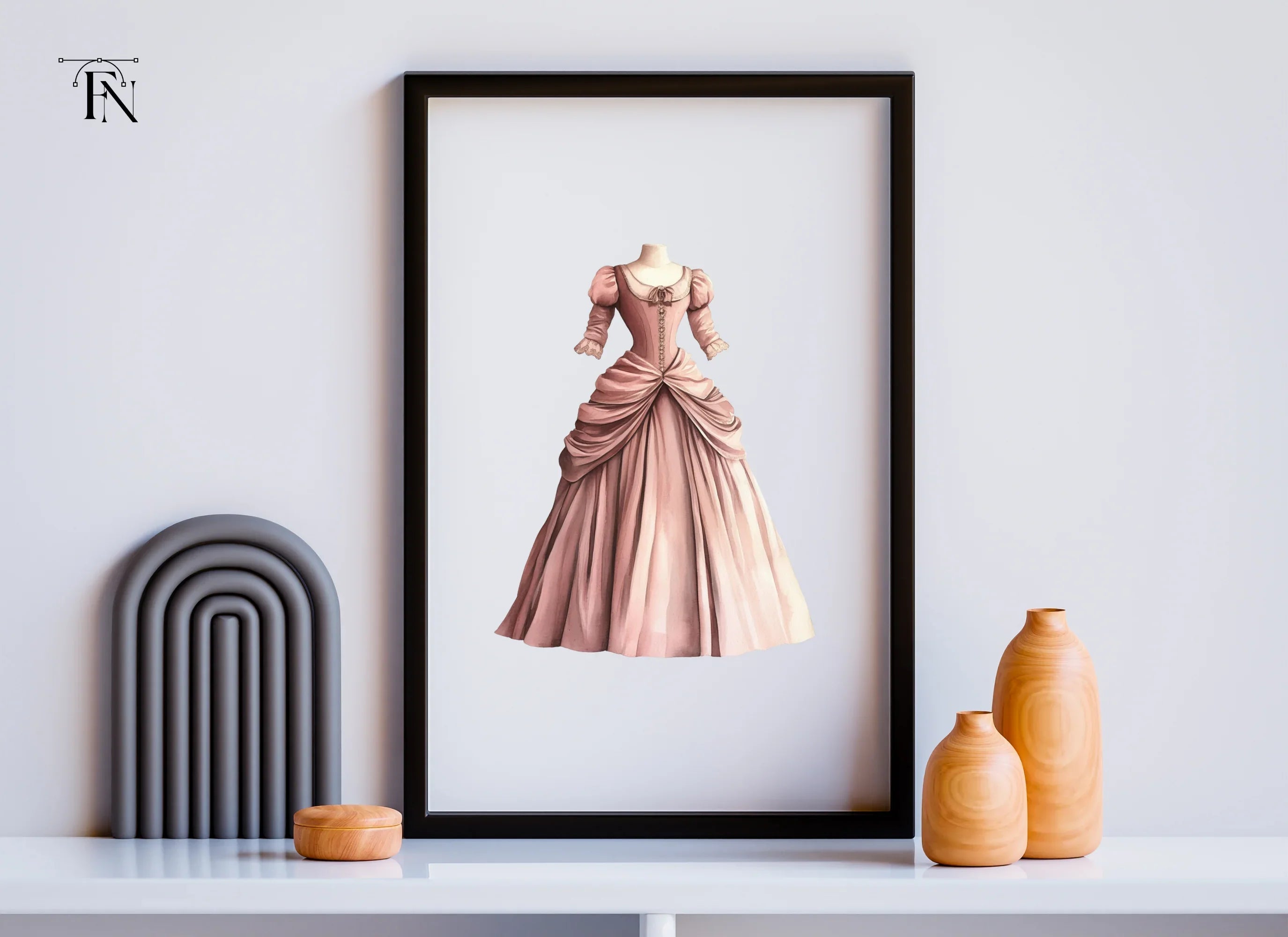 Elegant Pink Victorian Gown Clipart Bundle