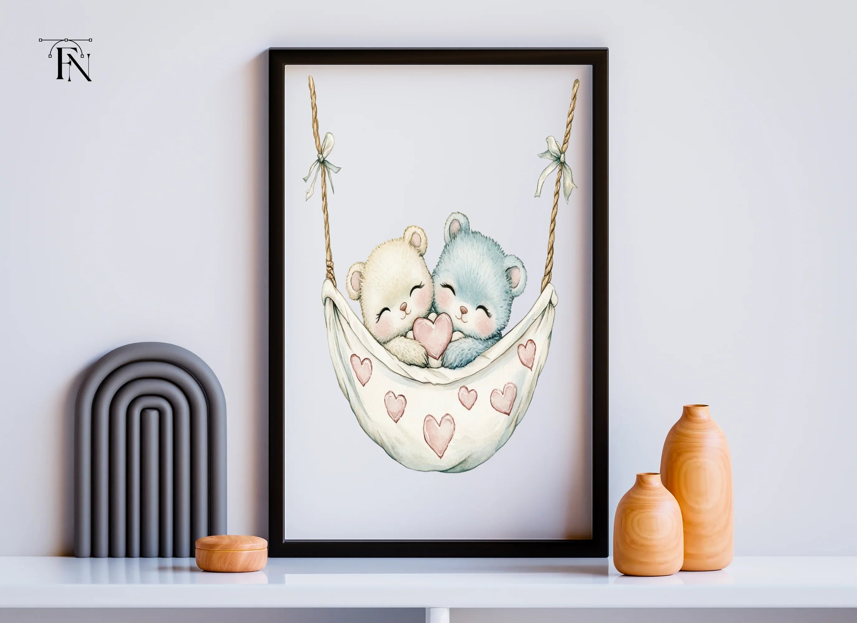 Sleeping Bear Couples in Hammocks Clipart Bundle