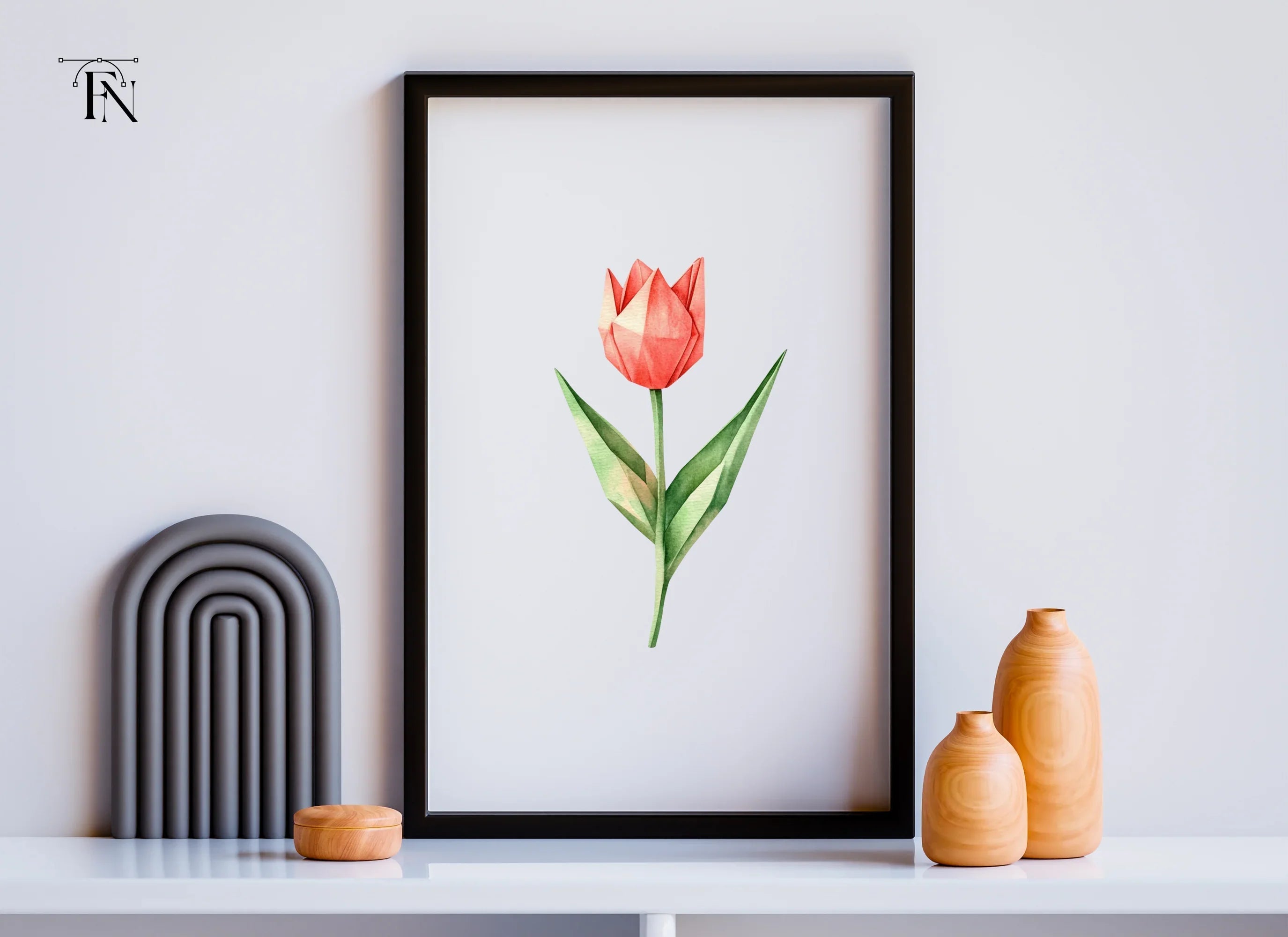 Elegant Origami Tulip Clipart Bundle