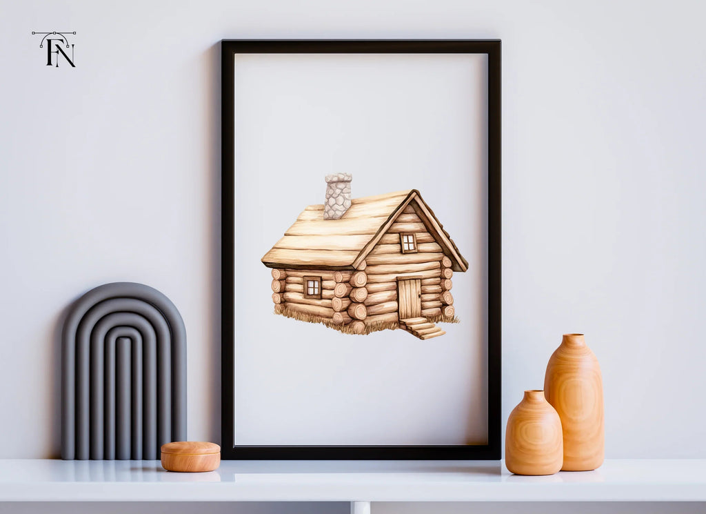 Rustic Wooden Log Cabin Clipart Bundle