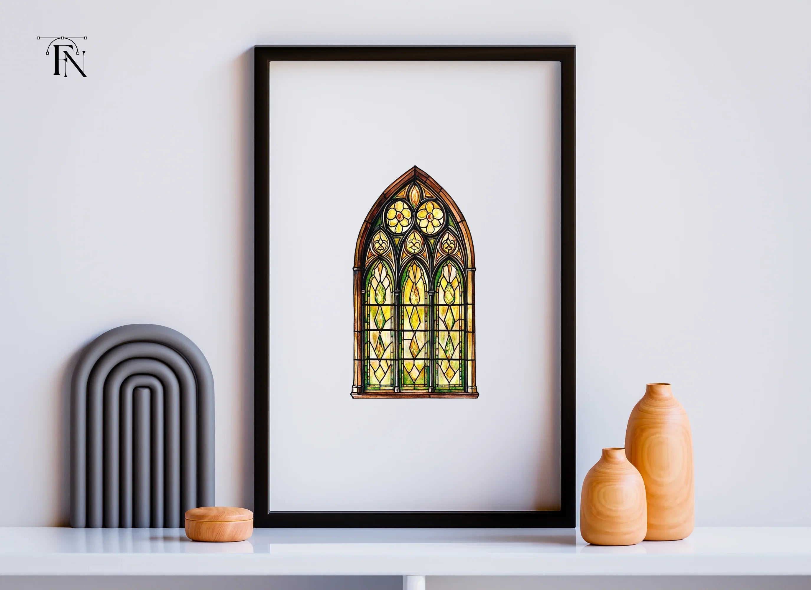 Gothic Stained Glass Window Clipart Bundle
