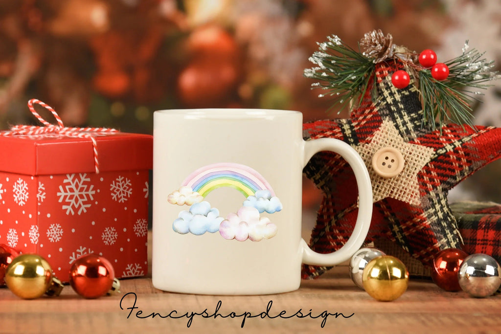 Soft Pastel Rainbow Clouds Clipart Bundle