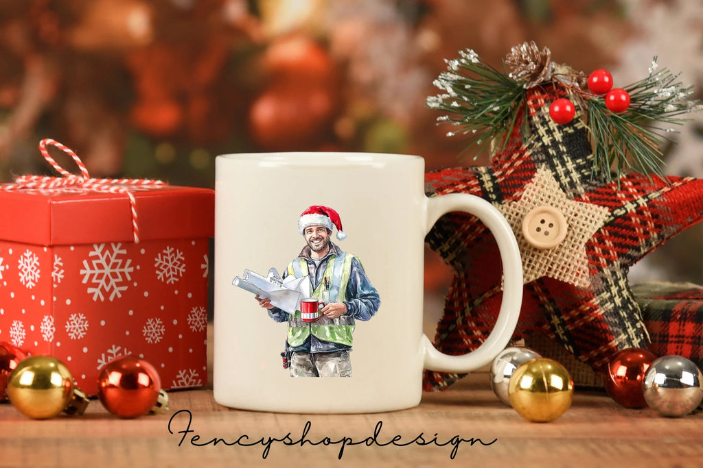 Christmas Construction Worker Clipart Bundle