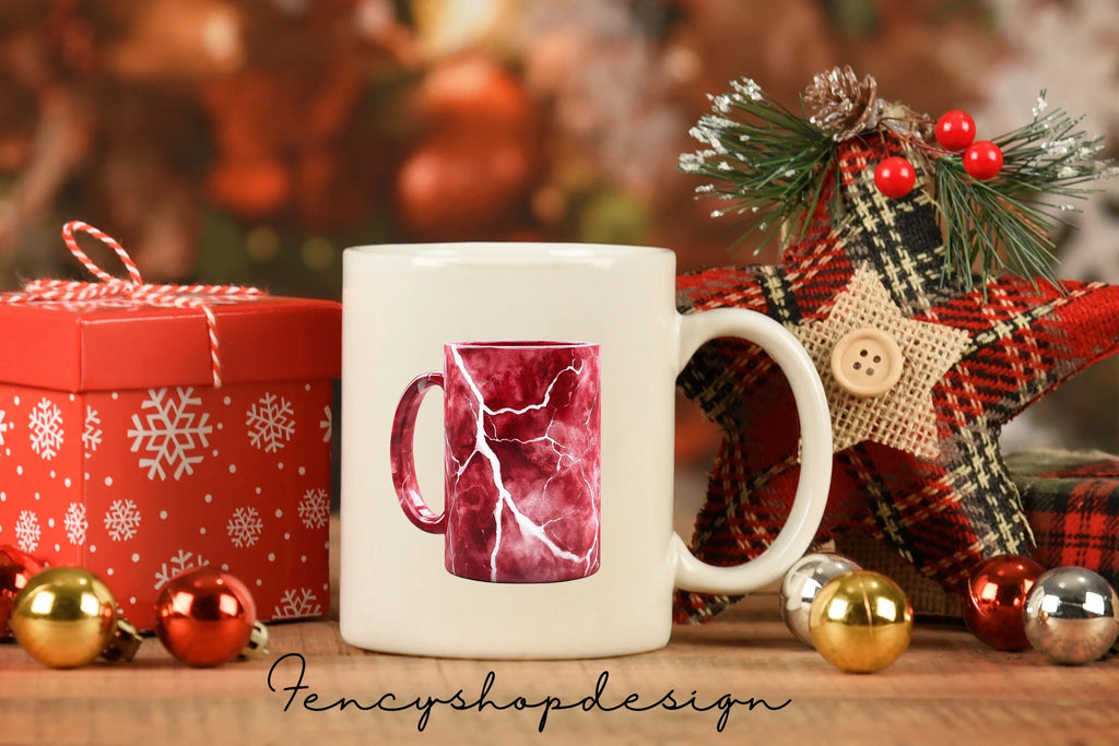 Red Marble Swirl Clipart Bundle
