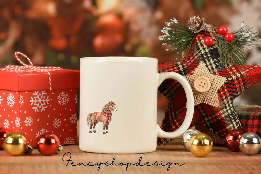 Christmas Horse Cart with Gifts Clipart Bundle