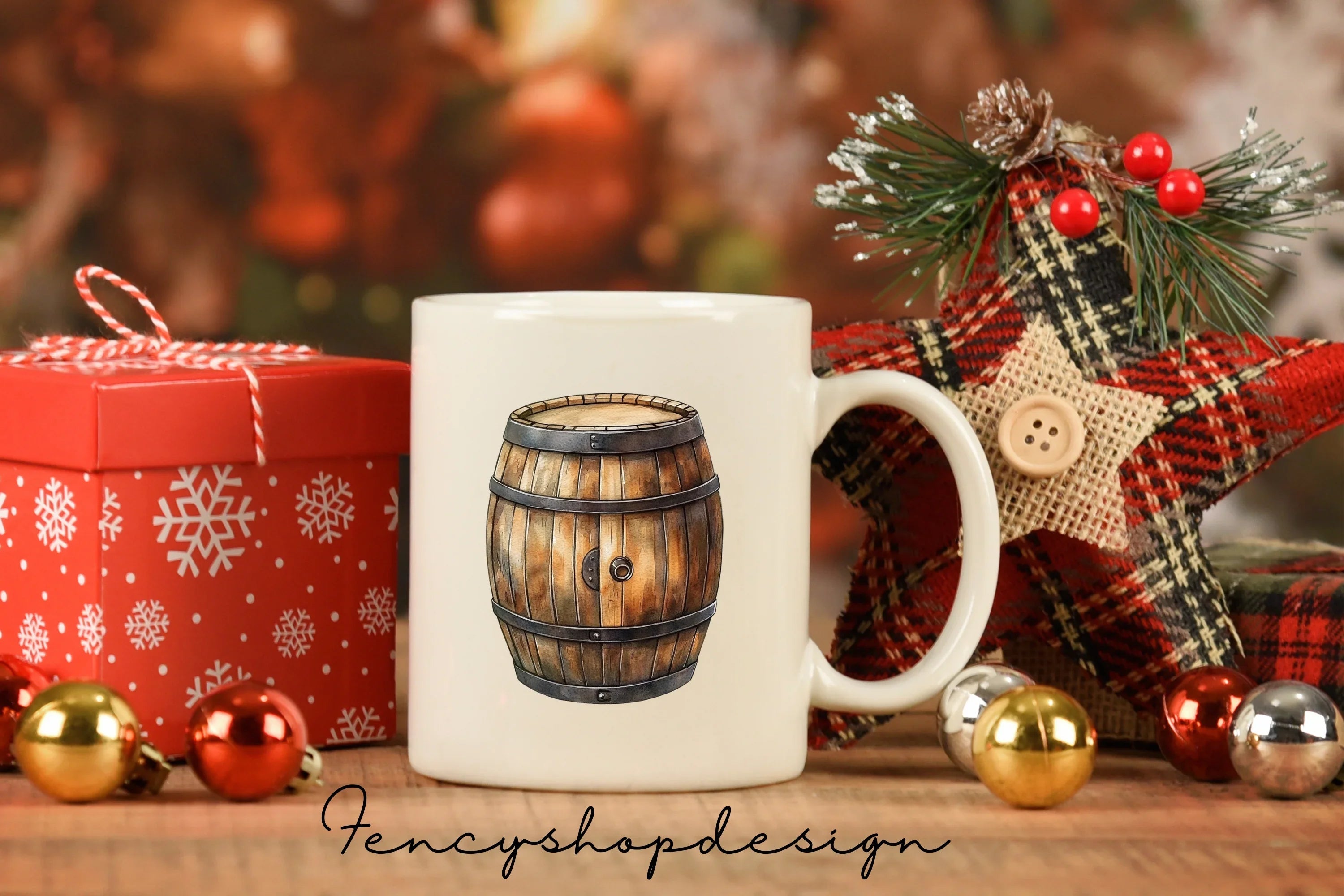 Rustic Wooden Barrels Clipart Bundle