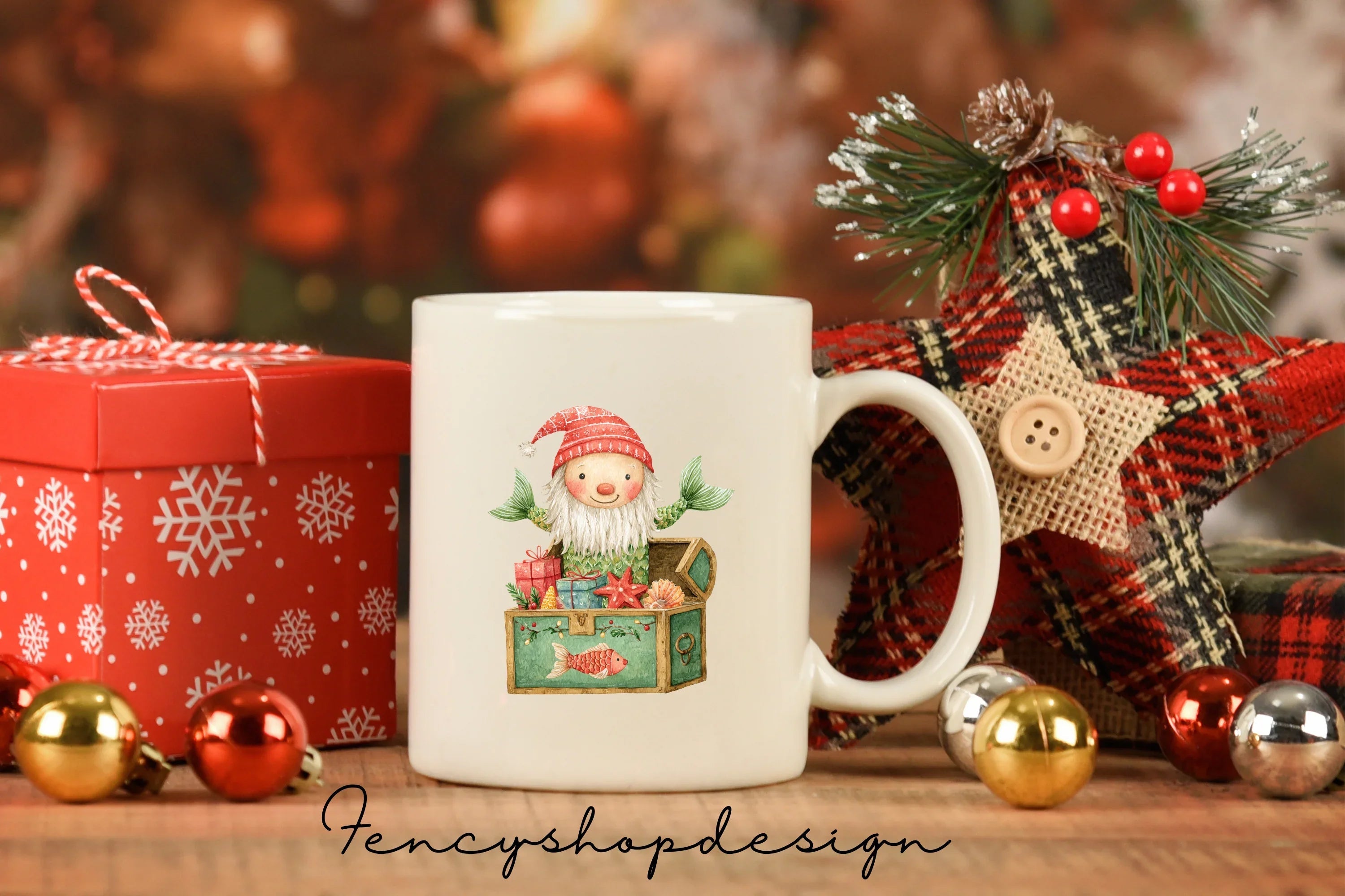 Mermaid Christmas Tree Clipart Bundle