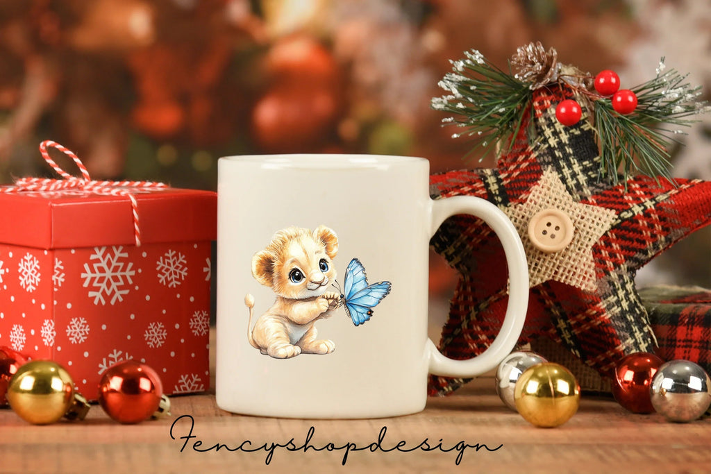 Adorable Lion Cub Butterfly Clipart Bundle