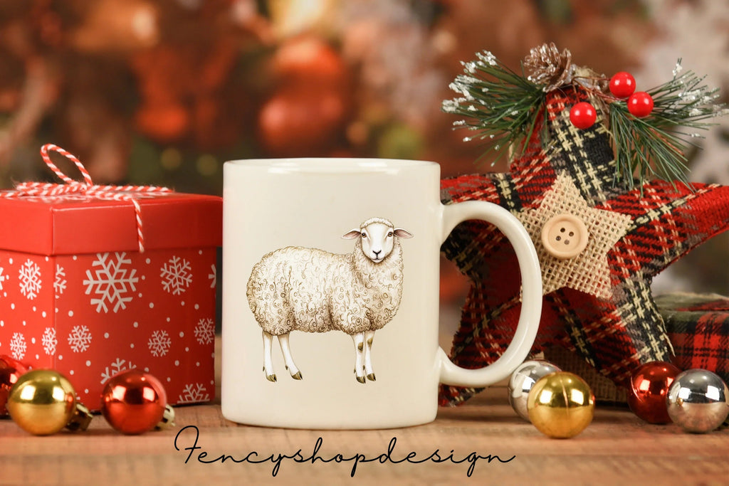 Whimsical Patterned Sheep Clipart Bundle