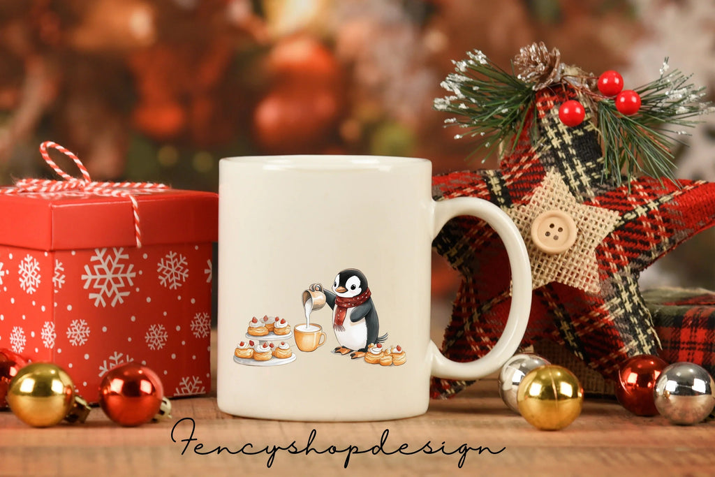 Penguin Christmas Market Clipart Bundle