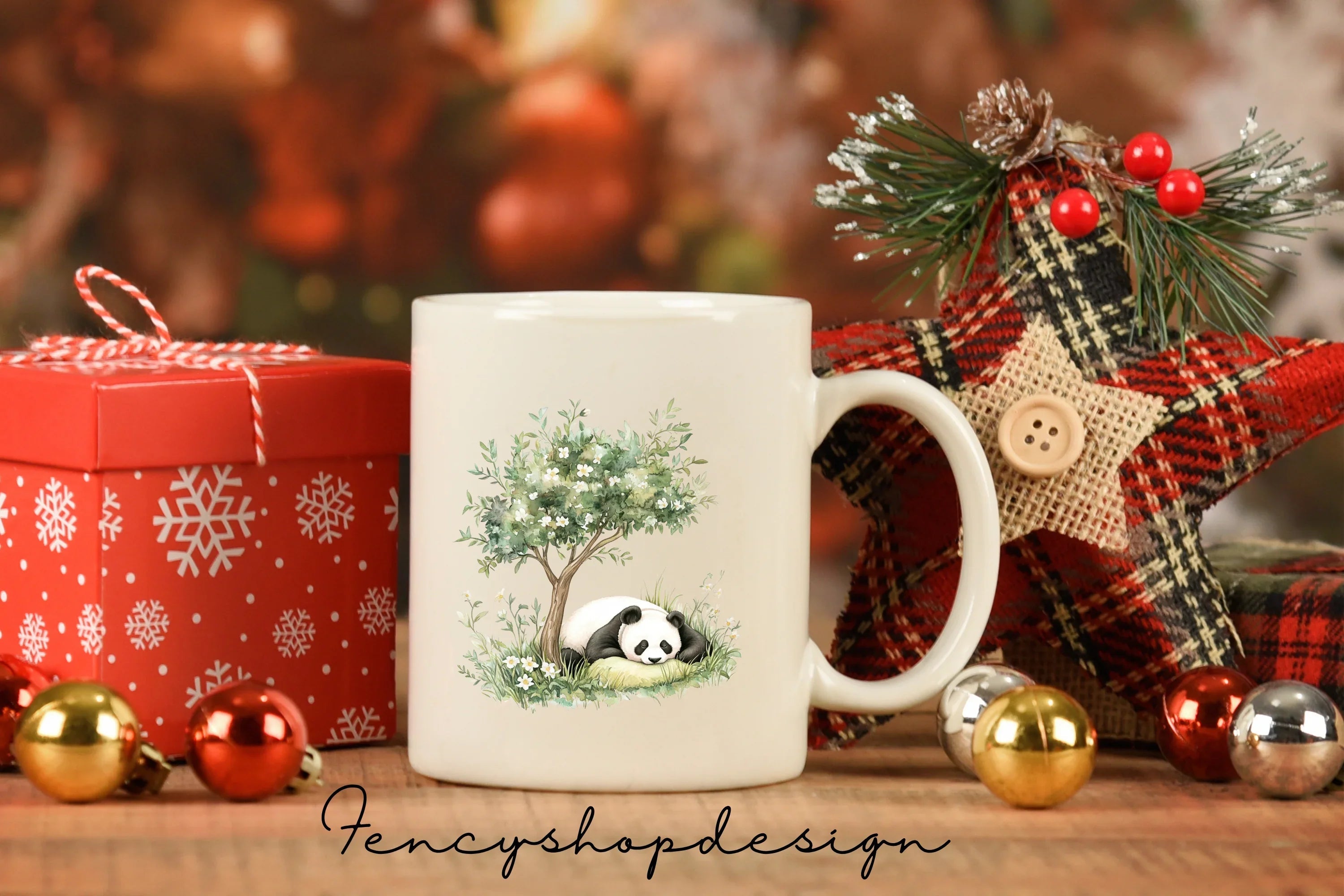 Cute Pandas Under Autumn Trees Clipart Bundle