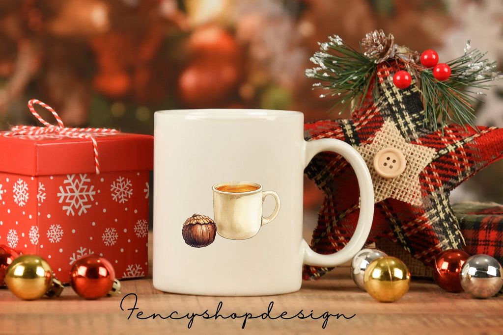 Autumn Acorn Harvest Cozy Drink Clipart Bundle