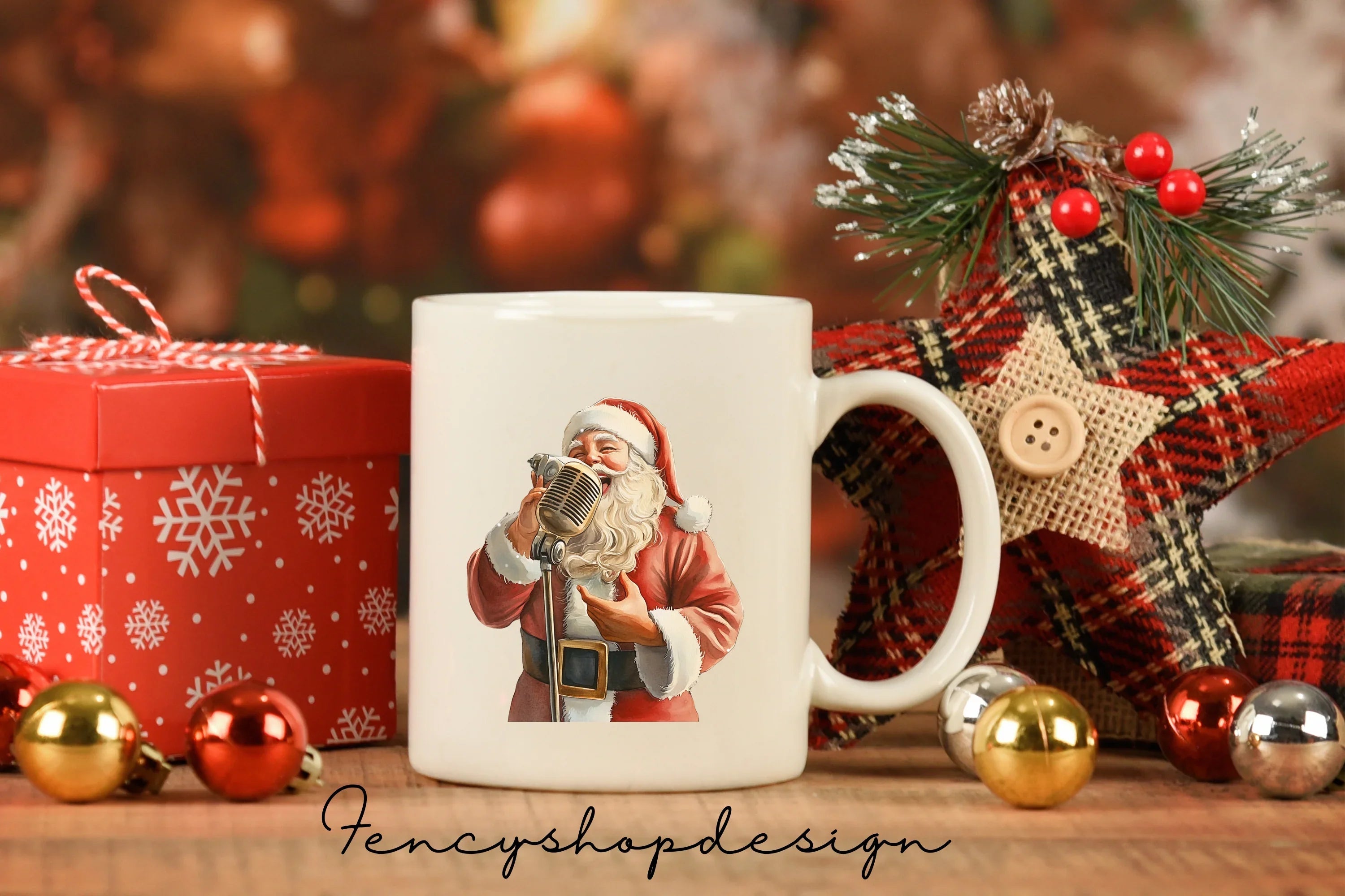 Rockstar Santa & Cozy Christmas Scene Clipart Bundle