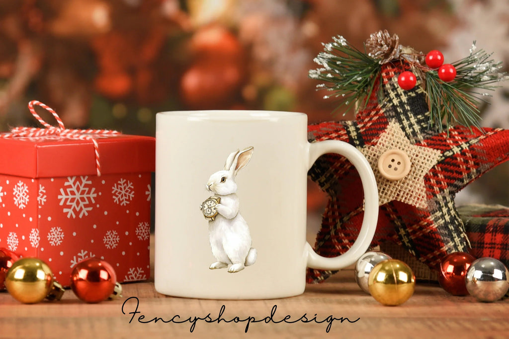 White Rabbit Pocket Watch Clipart Bundle