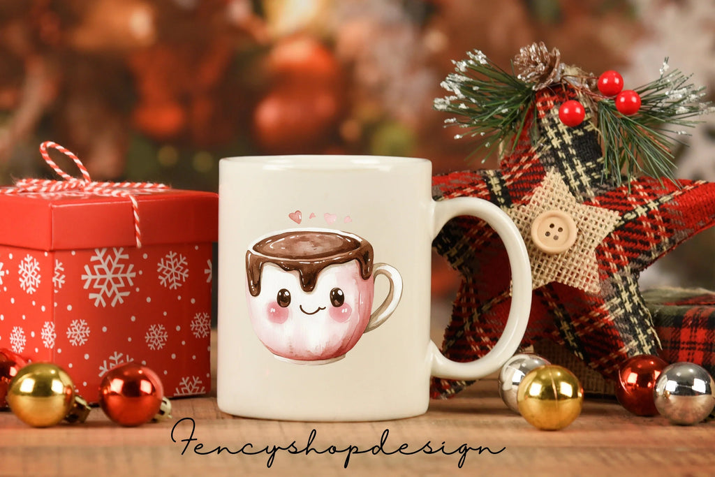 Cute Christmas Mugs Clipart Bundle