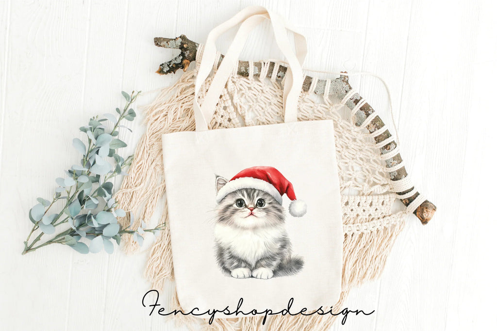 Cute Christmas Kitten Clipart Bundle