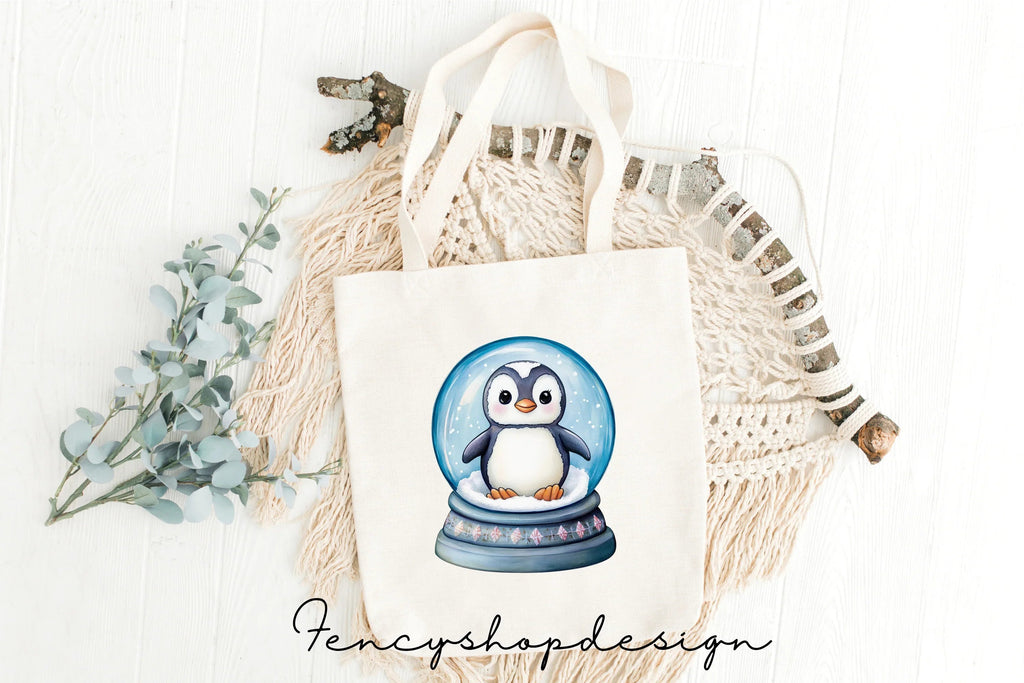 Cute Penguin Snow Globes Clipart Bundle