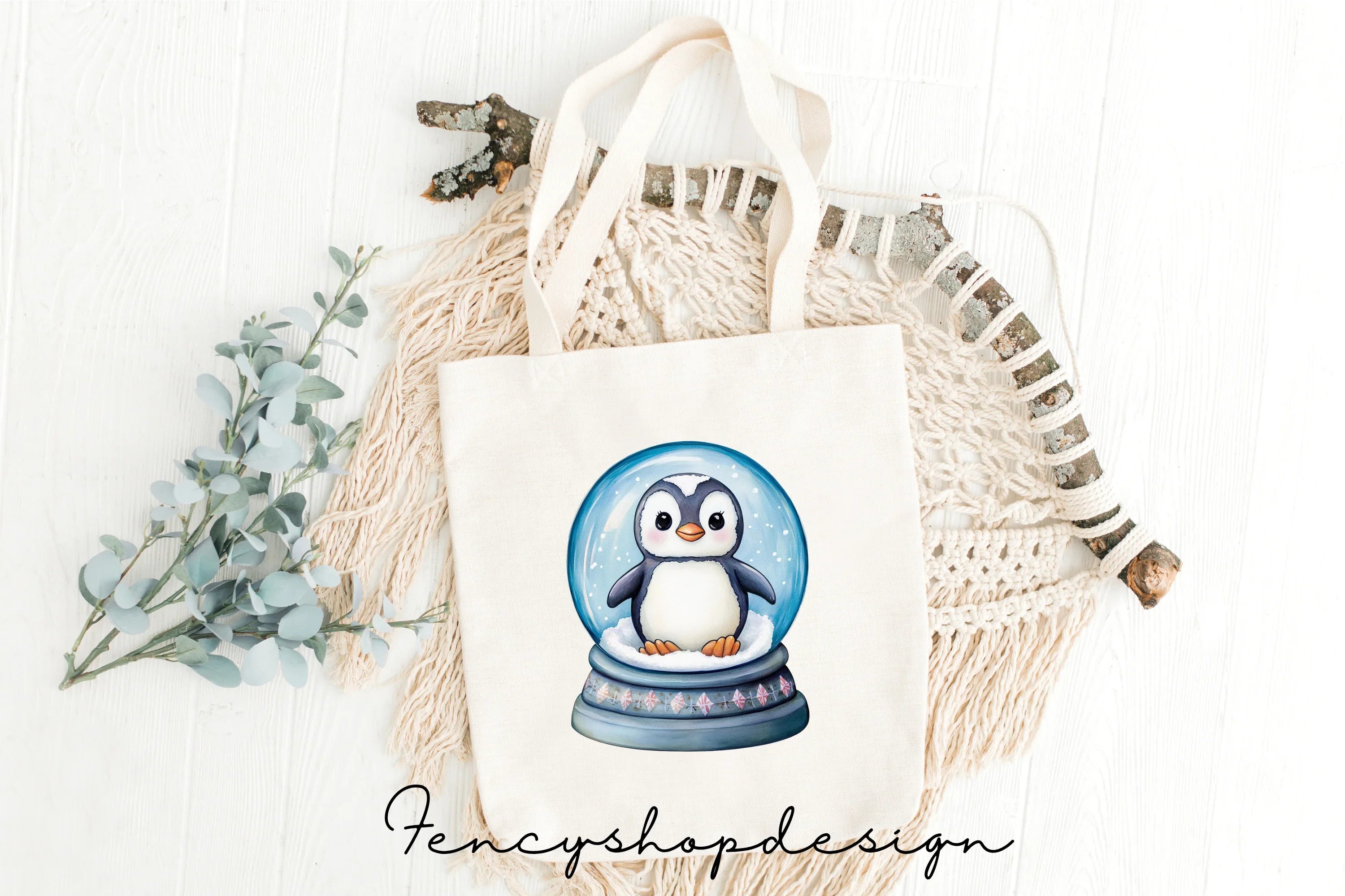 Cute Penguin Snow Globes Clipart Bundle