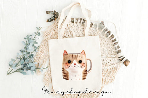 Adorable Cat Mugs Clipart Bundle