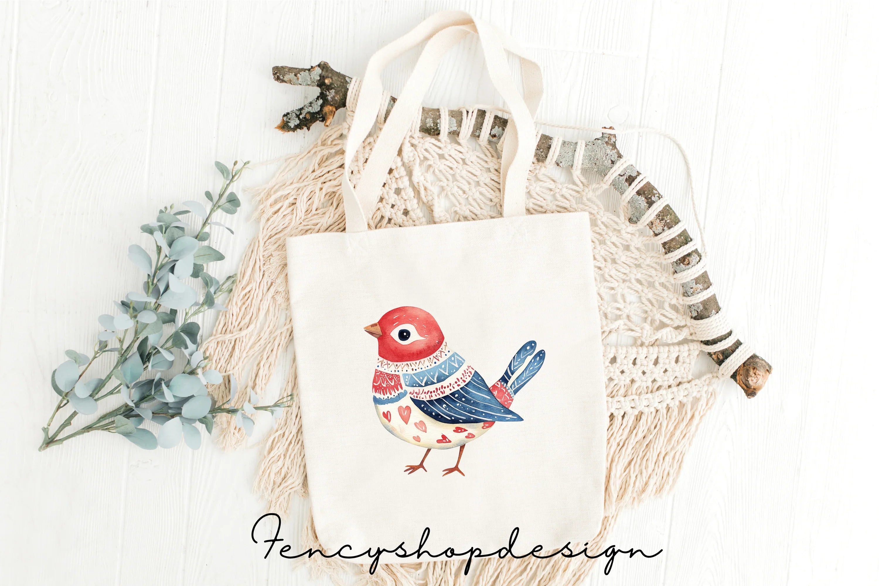 Vibrant Folk Birds Clipart Bundle