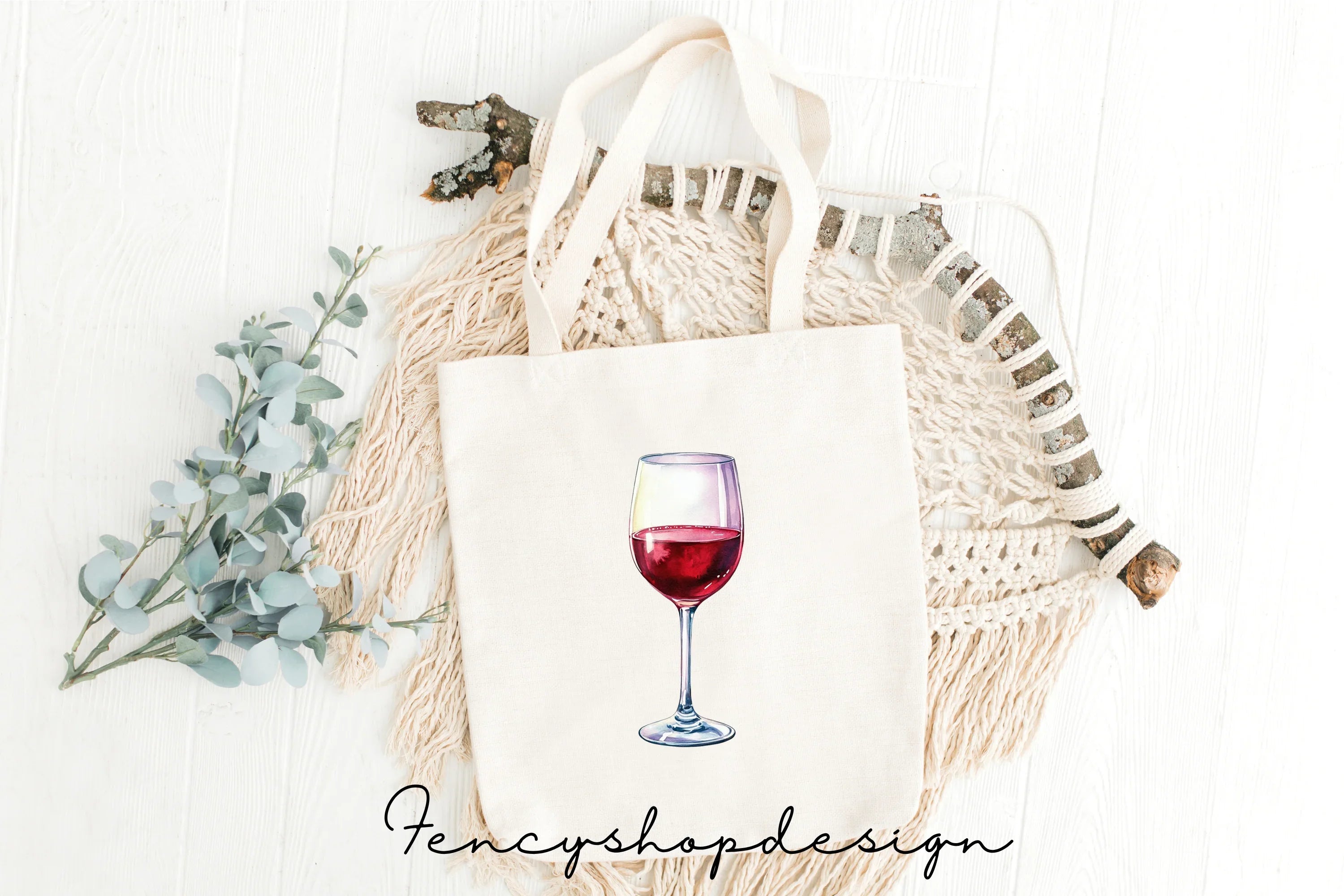 Red Wine Glasses Clipart Bundle