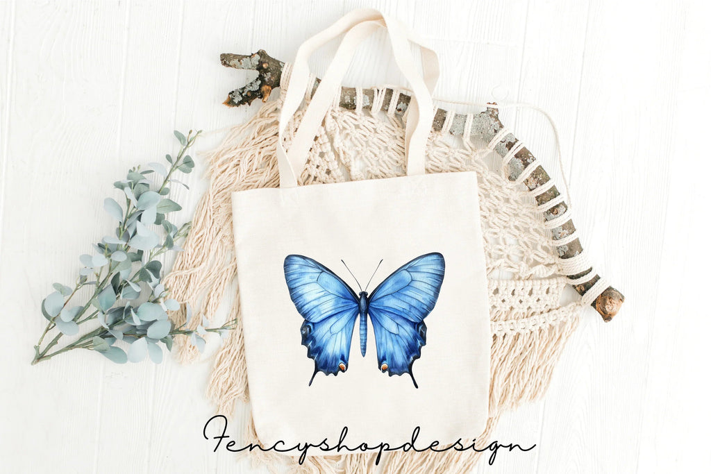 Delicate Blue Butterfly Clipart Bundle