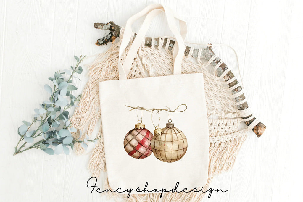 Rustic Christmas Ornaments Clipart Bundle