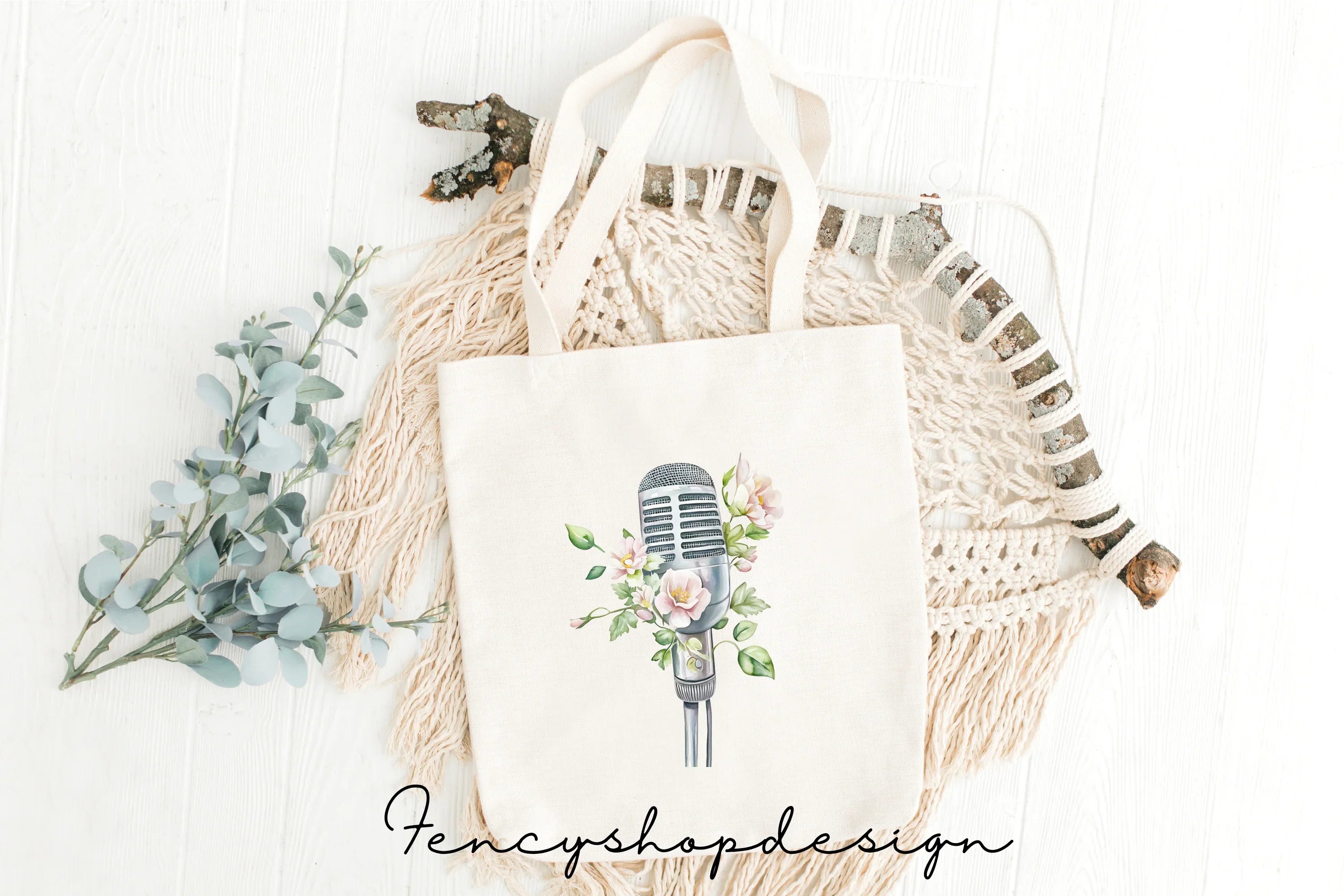 Floral Vintage Microphone Clipart Bundle