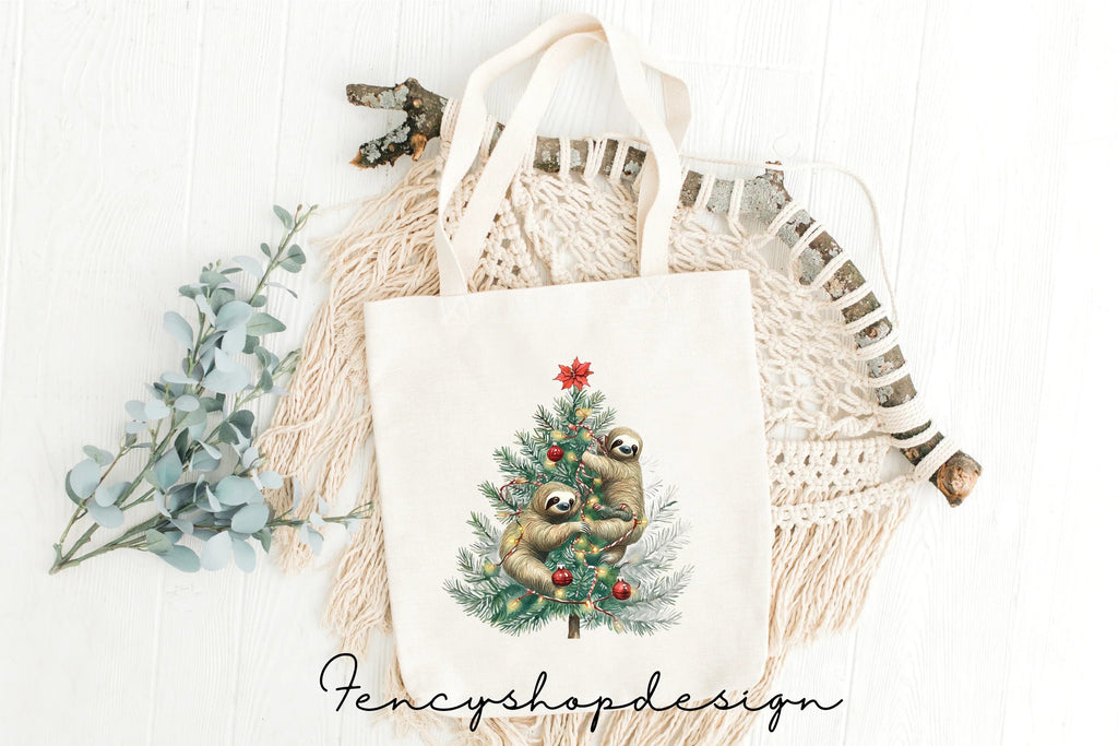 Christmas Sloth Family Clipart Bundle