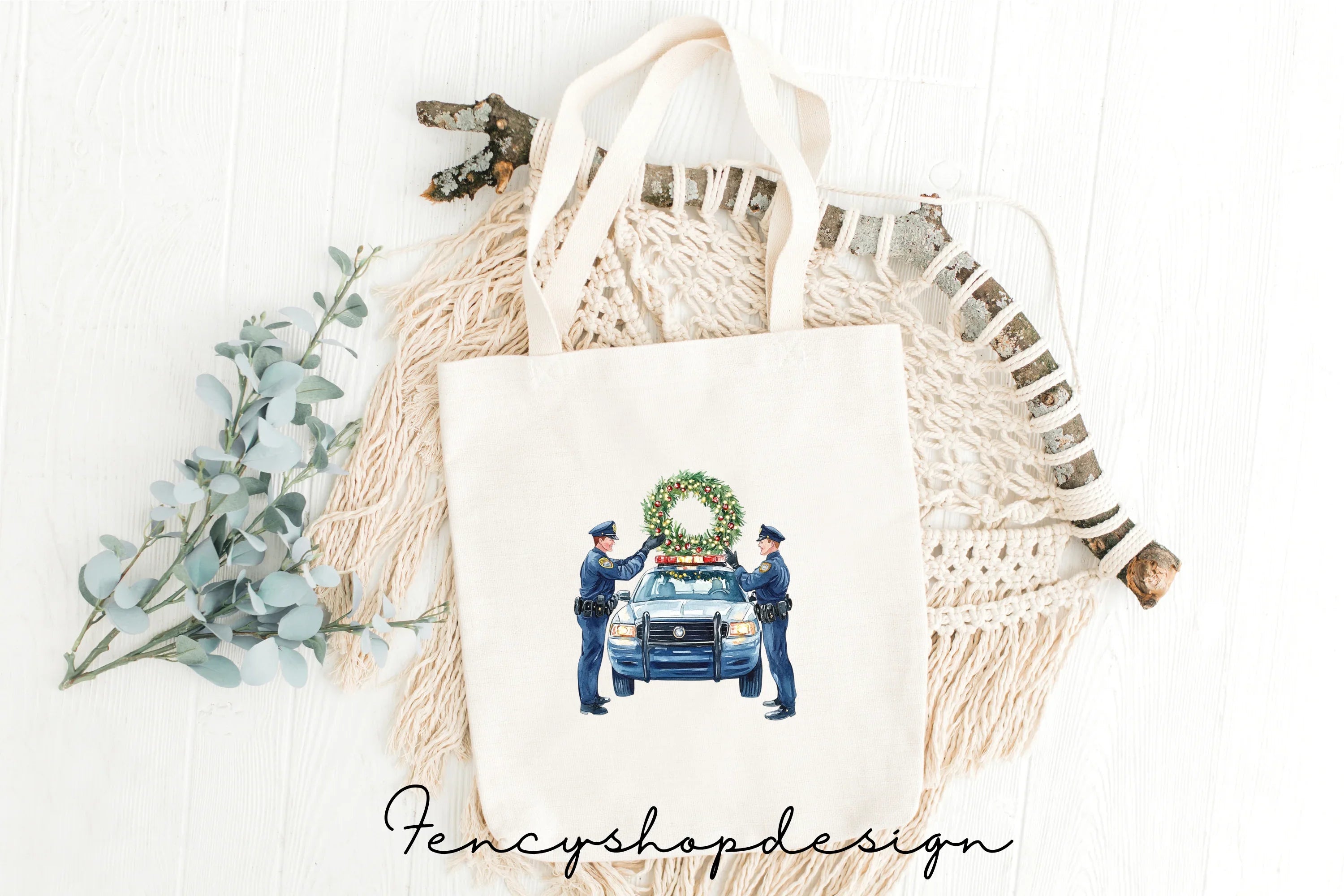 Christmas Police Car and Santa Clipart Bundle