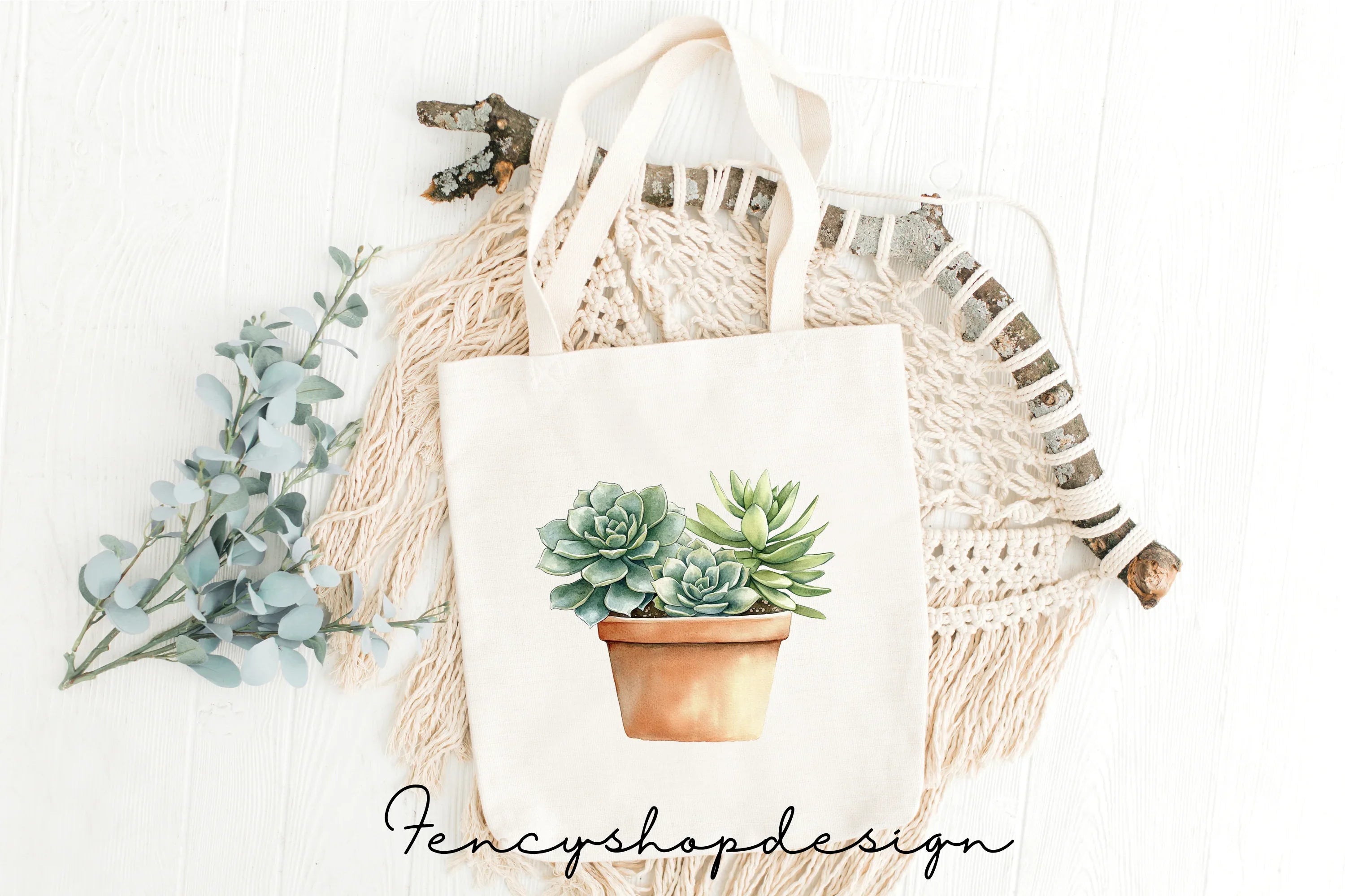 Succulent Potted Plants Clipart Bundle