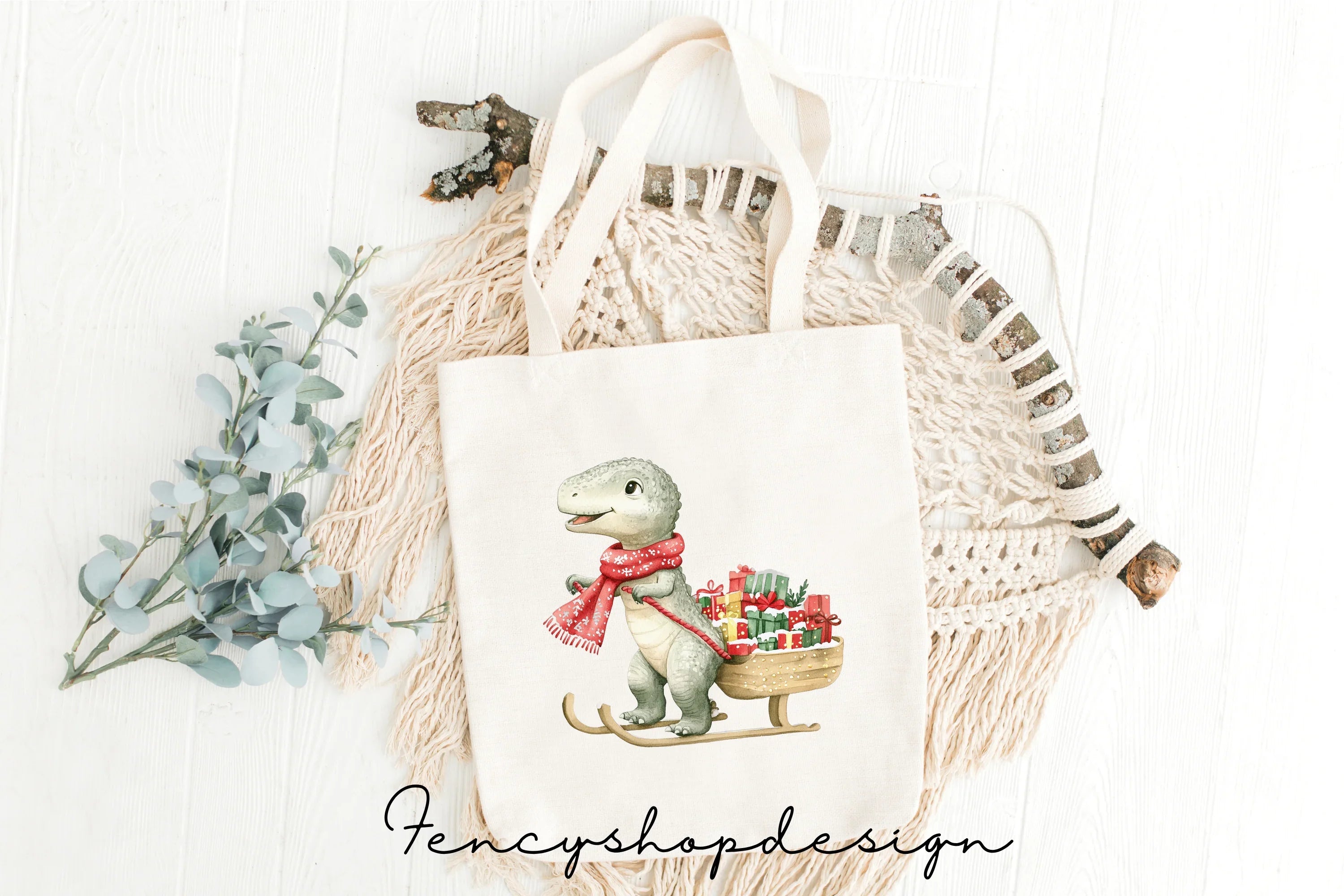 Christmas Dinosaurs Clipart Bundle