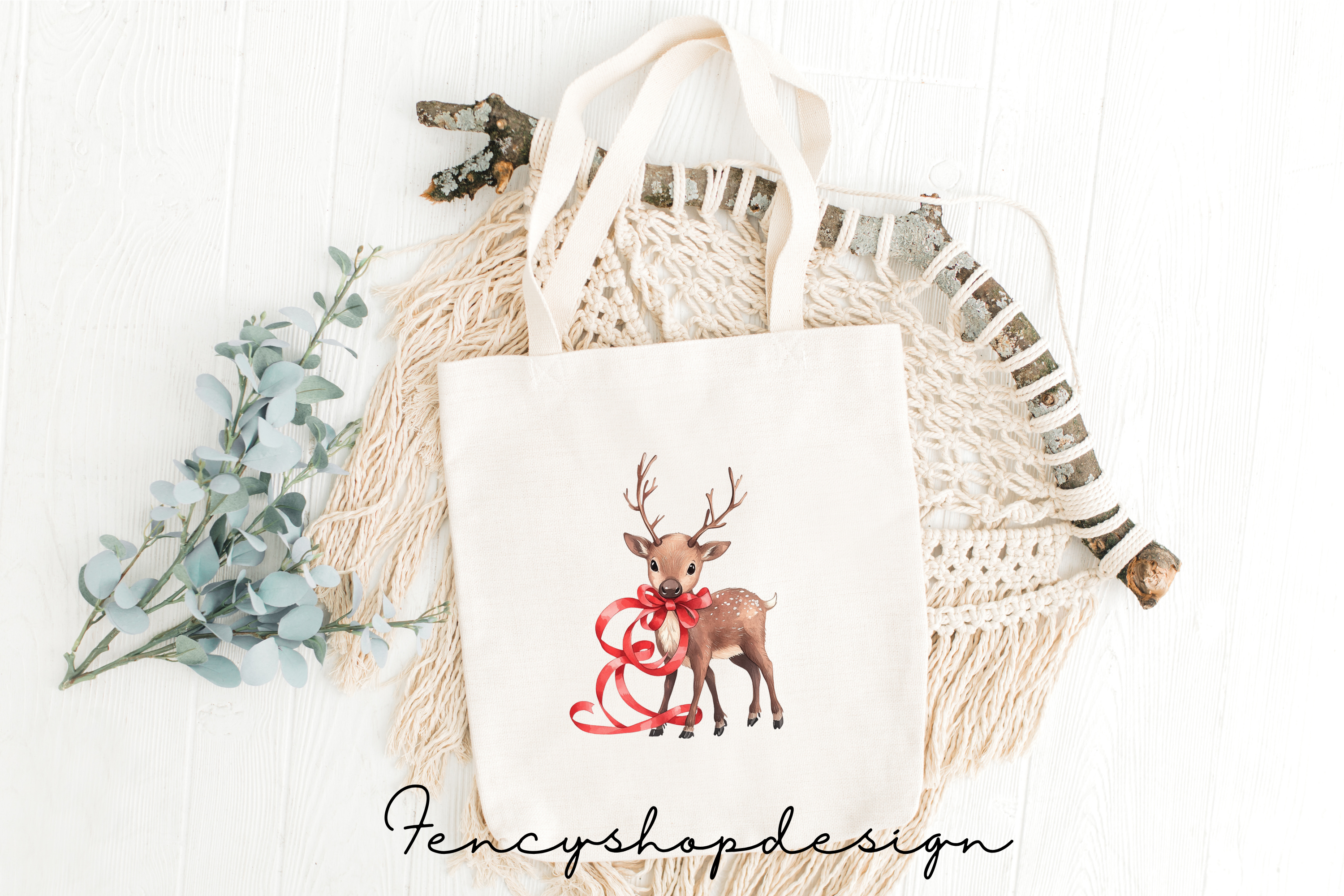 Cute Christmas Deer Clipart Bundle
