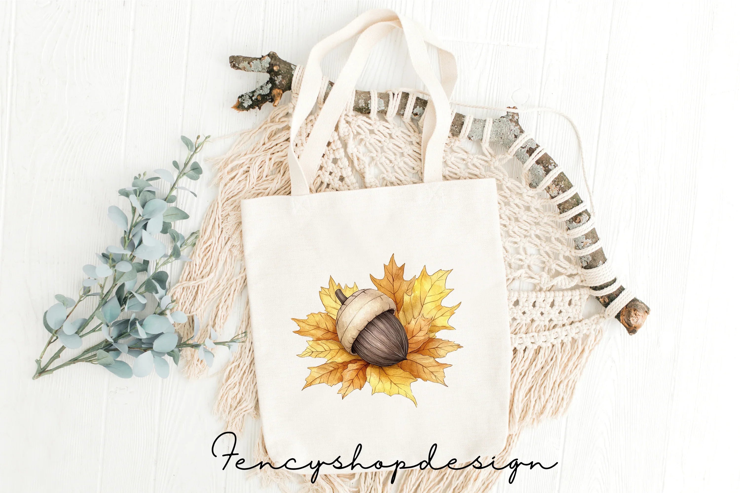 Autumn Acorn Harvest Cozy Drink Clipart Bundle