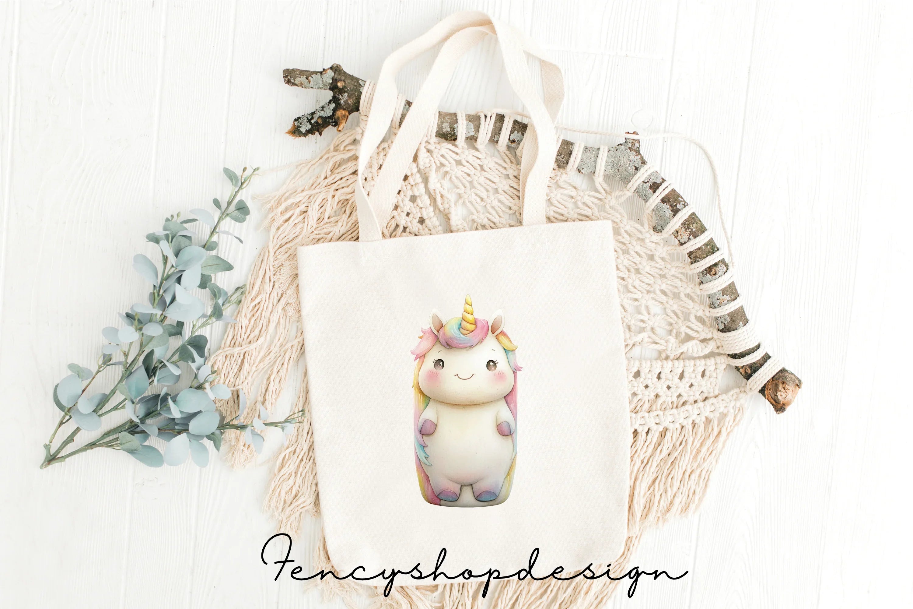 Adorable Rainbow Unicorns Clipart Bundle