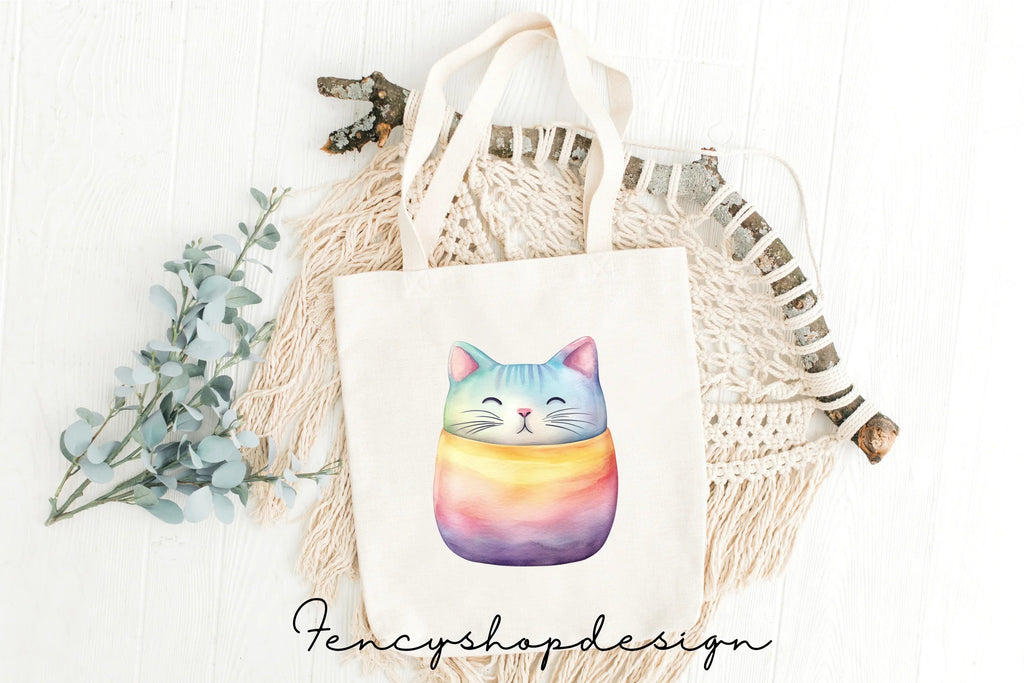 Cute Rainbow Cat Clipart Bundle