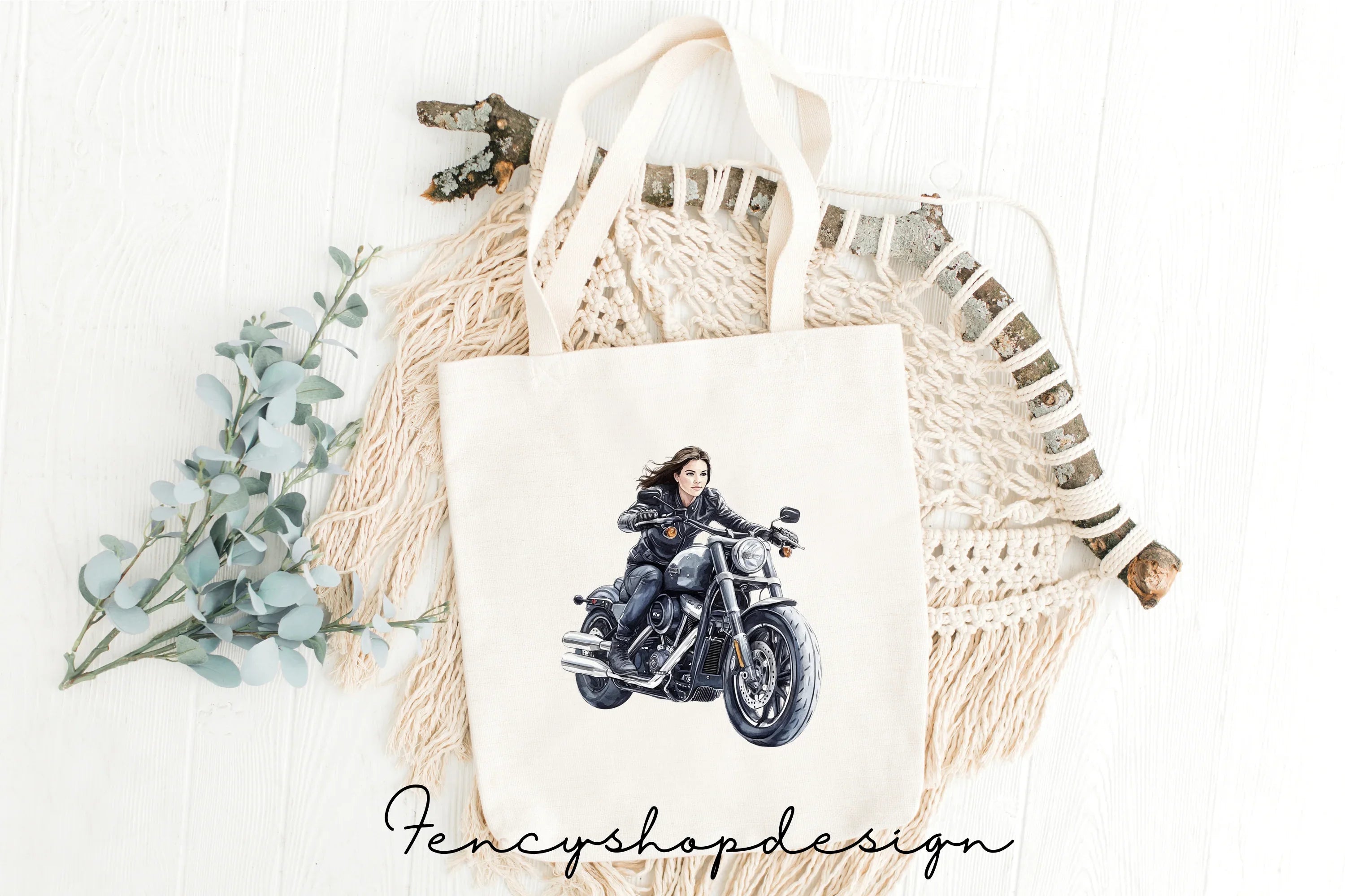Cool Woman Riding Motorcycle Clipart Bundle