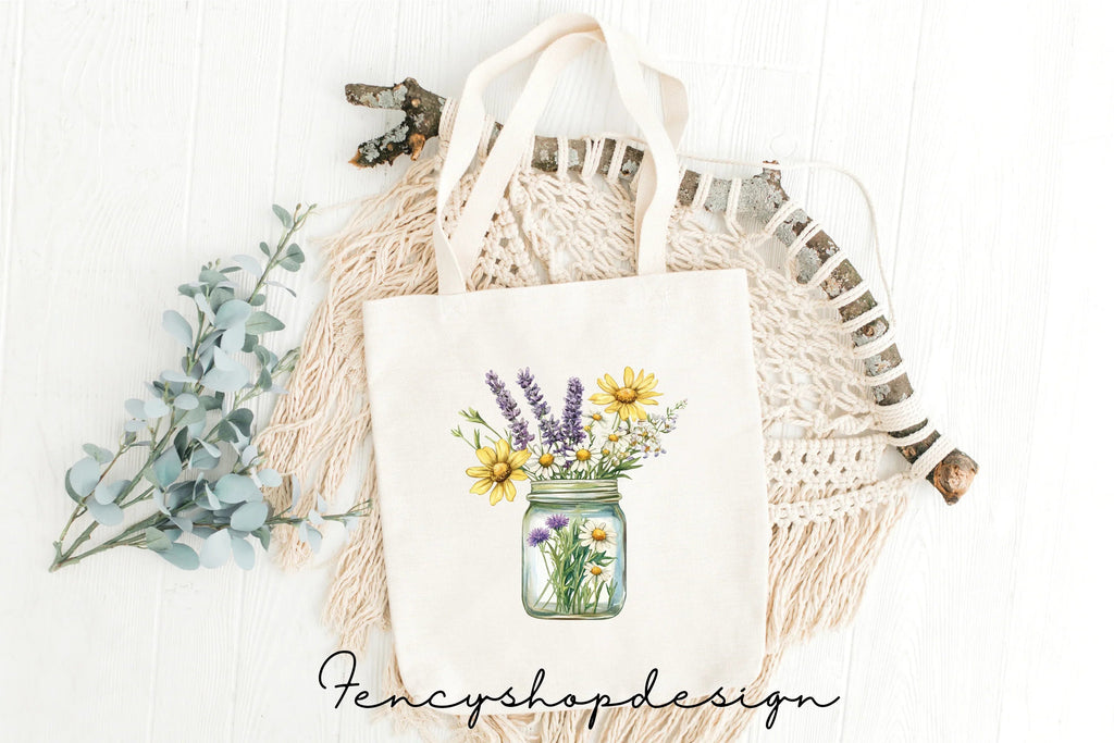 Wildflower Mason Jars Clipart Bundle