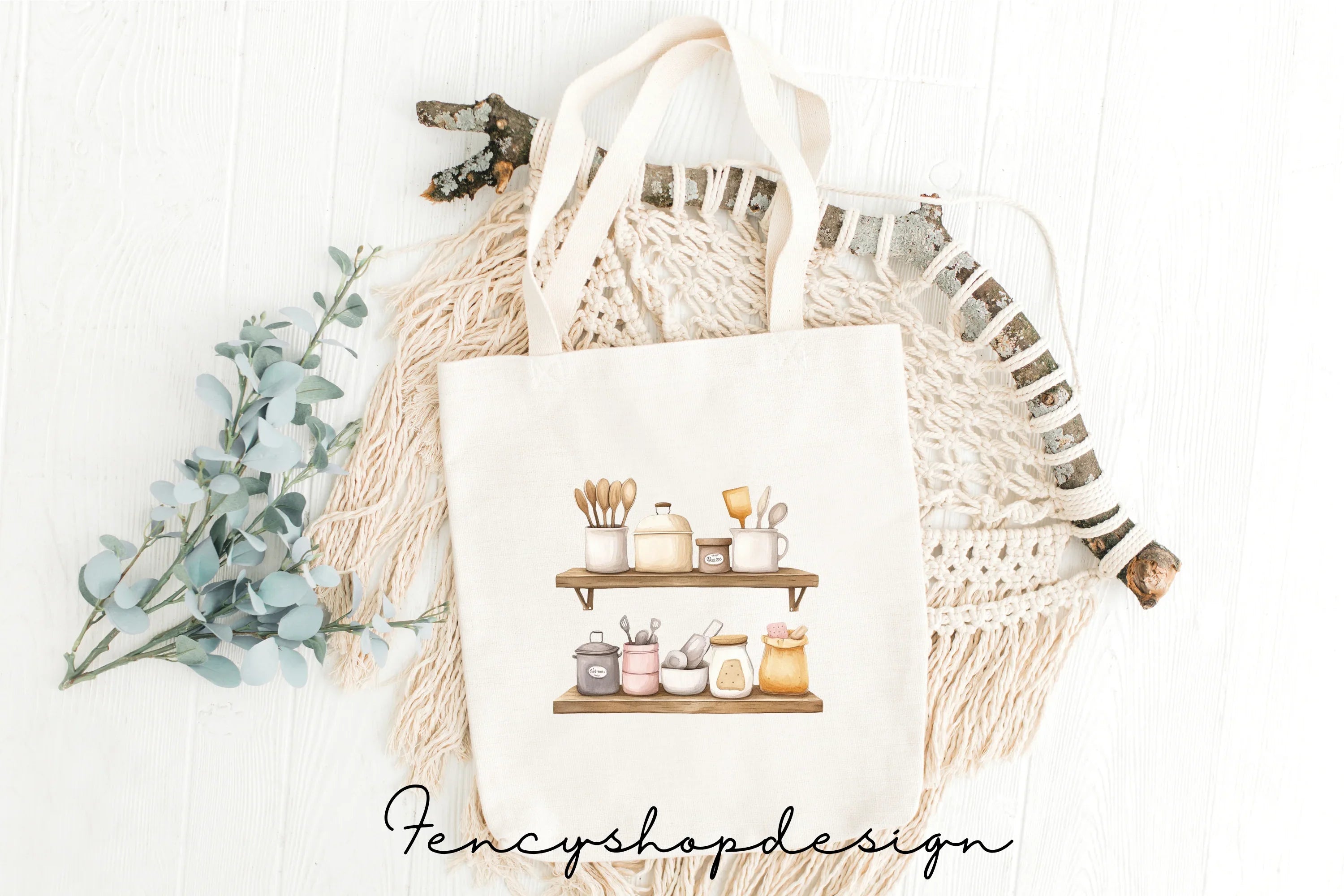 Rustic Kitchen Shelf Clipart Bundle