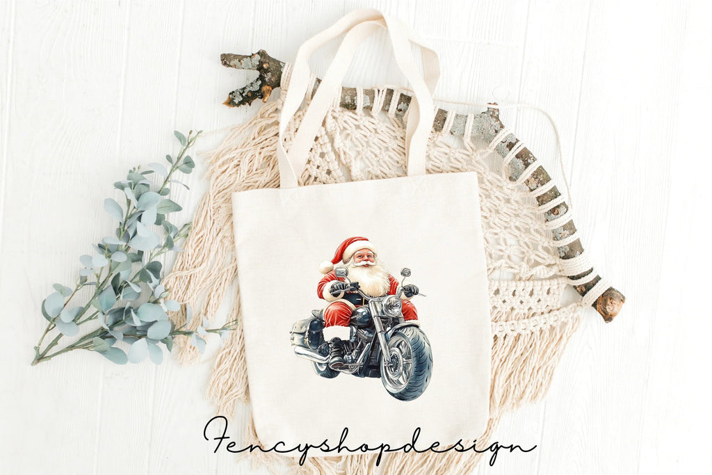 Santa Claus on Motorcycle Clipart Bundle