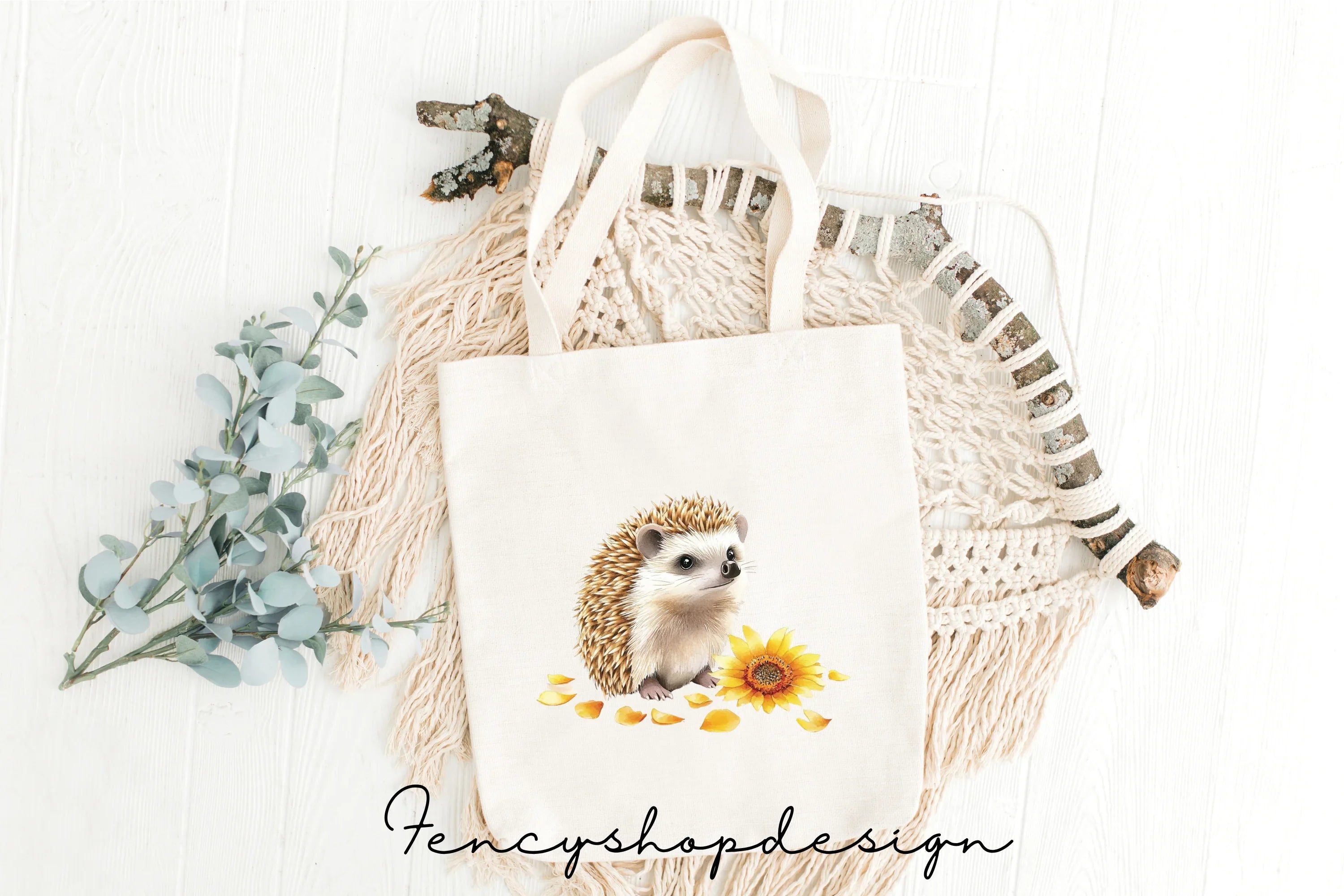 Cute Hedgehog Sunflower Clipart Bundle