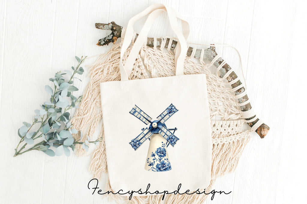 Delft Blue Windmill Clipart Bundle
