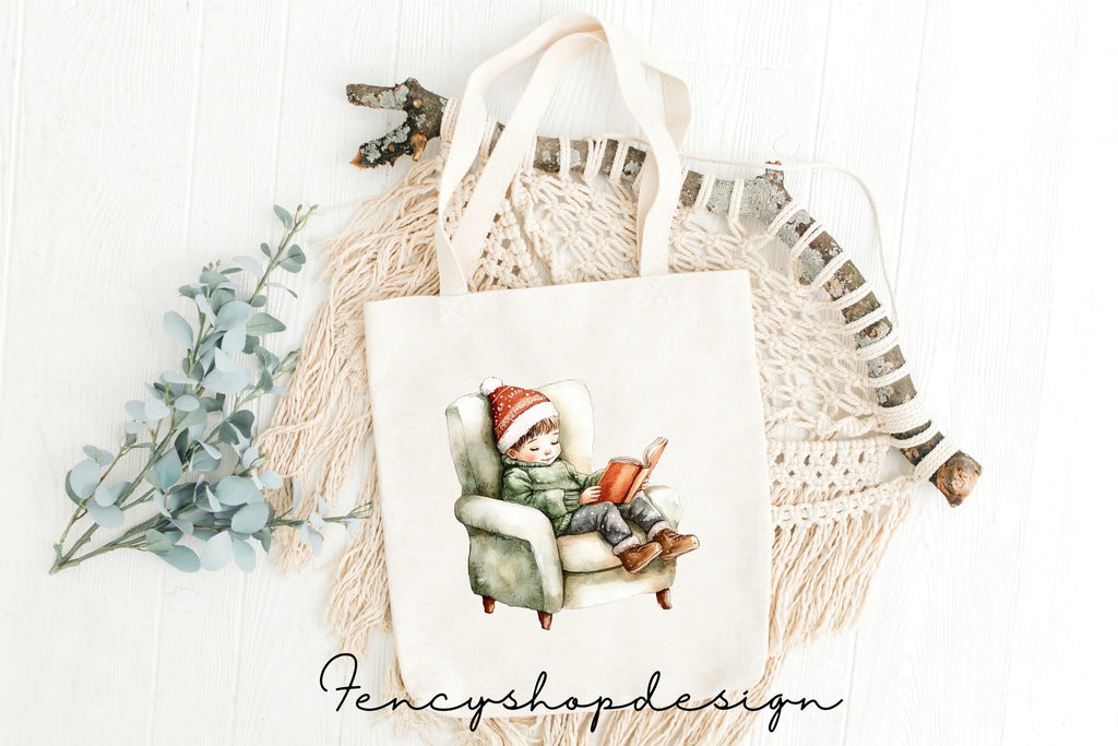 Cozy Winter Fireplace Reading Clipart Bundle