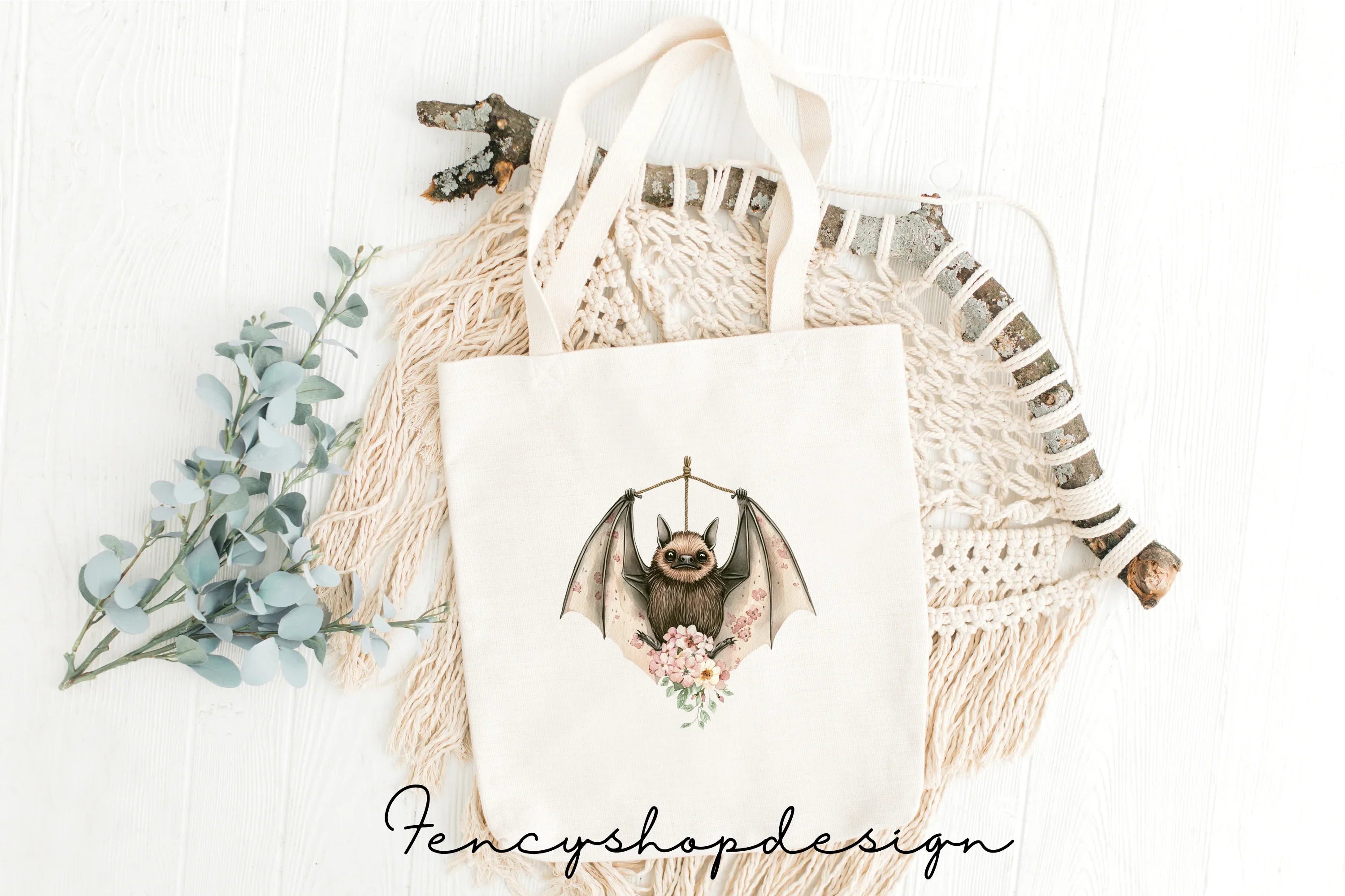 Whimsical Bat Floral Accents Clipart Bundle