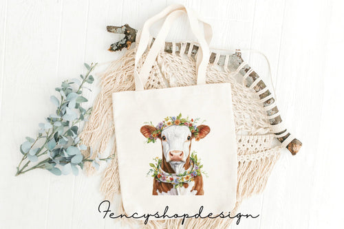 Adorable Floral Cow Clipart Bundle