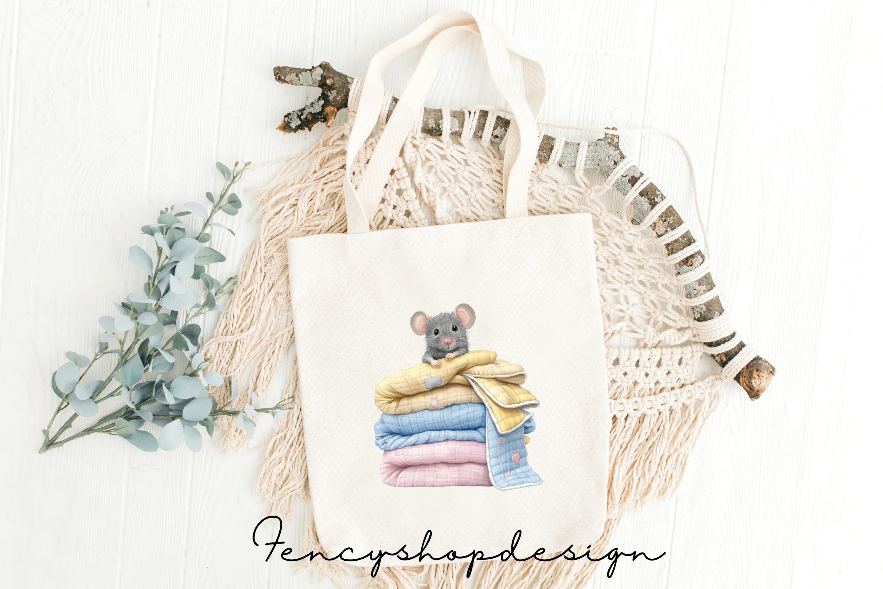Cute Baby Mouse Nursery Clipart Bundle