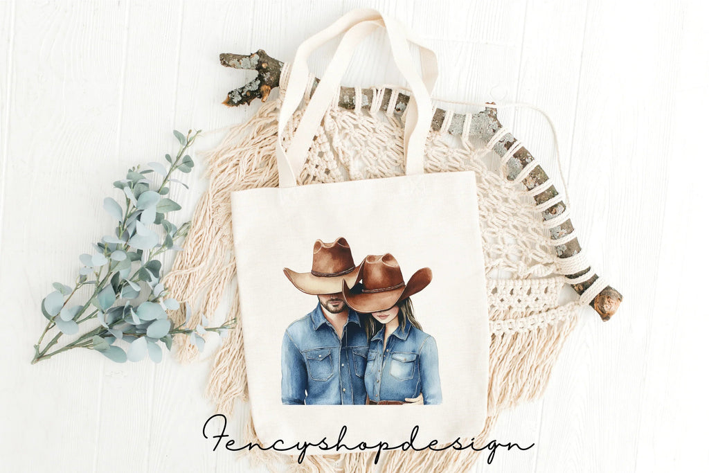 Rustic Cowboy Cowgirl Couple Clipart Bundle